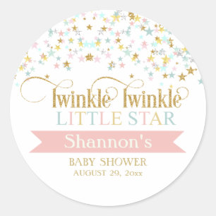 Funkeln-Stern-Babyparty irgendeine Farbe Runder Aufkleber