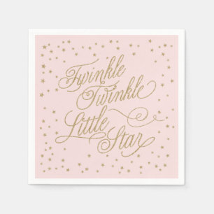 Funkeln-Stern-Gold u. rosa Mädchen-Babyparty Serviette