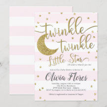 Funkeln-Stern-Rosa-Babyparty-Einladung