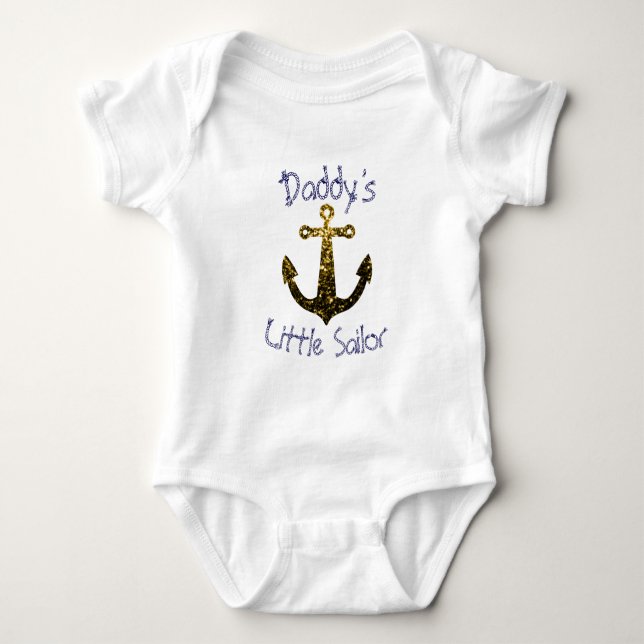 Funkelnd Anchor Daddy's Little Sailor personalisie Baby Strampler (Vorderseite)