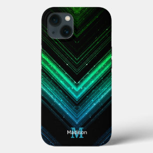 Funkelnd Aqua-Grüngalaxie Zickzack Monogram Case-Mate iPhone Hülle