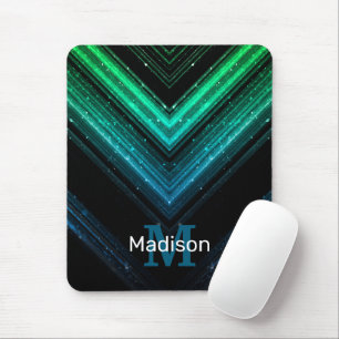 Funkelnd Aqua-Grüngalaxie Zickzack Monogram Mousepad