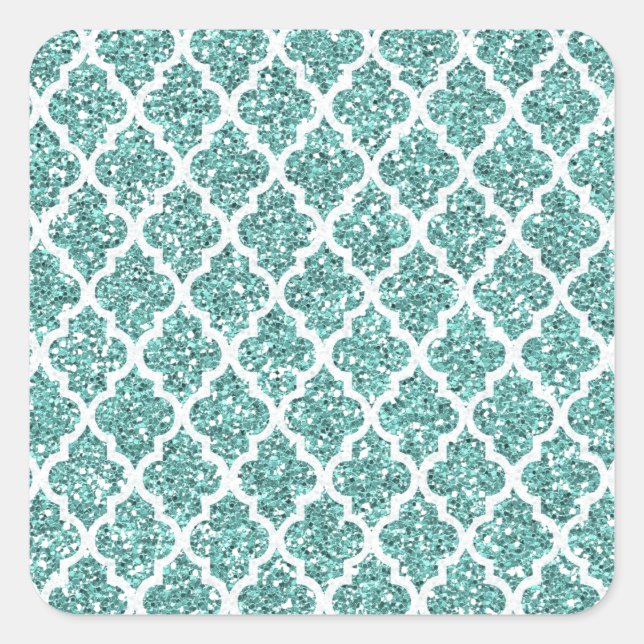 funkelnd Aquamarin Quadratischer Aufkleber (Vorderseite)