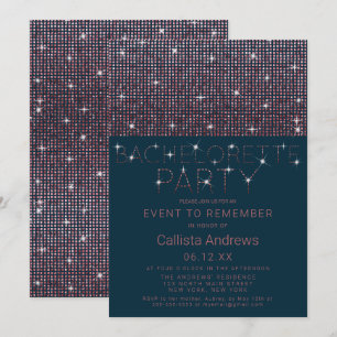 Funkelnd Aquamarin rosa Glitzer Sequins Bacheloret Einladung