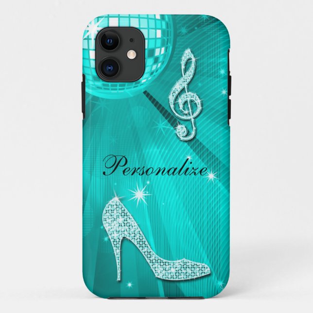 Funkelnd aquamarine Musik-Anmerkung u. Case-Mate iPhone Hülle (Rückseite)