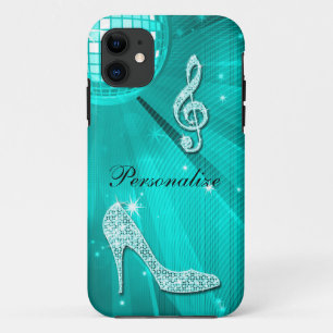 Funkelnd aquamarine Musik-Anmerkung u. Case-Mate iPhone Hülle