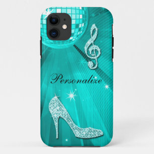 Funkelnd aquamarine Musik-Anmerkung u. iPhone 11 Hülle