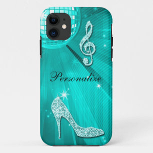 Funkelnd aquamarine Musik-Anmerkung u. iPhone 11 Hülle