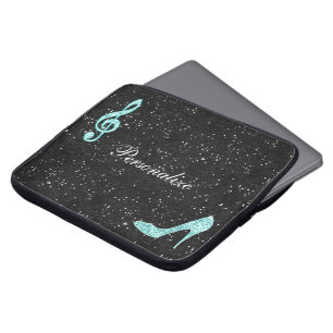 Funkelnd aquamarine Musik-Anmerkung u. Laptopschutzhülle