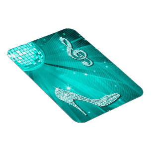 Funkelnd Aquamarine Musiknote und Stiletto Heel Magnet