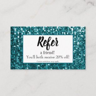 Funkelnd Aquamarine Sequin Glitzer Benutzerdefinie Empfehlungskarte