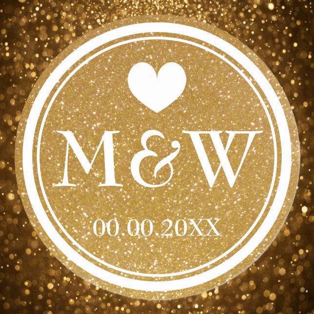 Funkelnd Aufkleber für die Gastgeschenk Hochzeit i (gold wedding sticker)