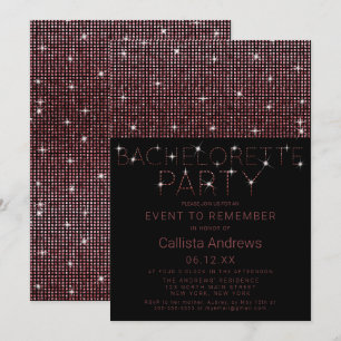 Funkelnd Black Pink Glitzer Sequins Bachelorette Einladung