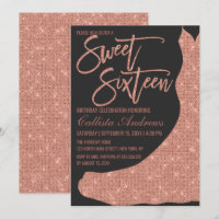 Funkelnd Black Rose Gold Glitzer Kleid Sweet 16