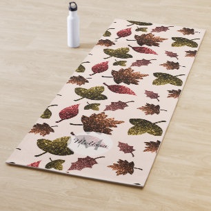 Funkelnd Blätter fallen Herbst Glitzern Monogramm Yogamatte