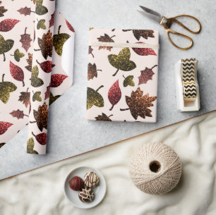 Funkelnd Blätter fallen herbstliche Glitzern ab Geschenkpapier