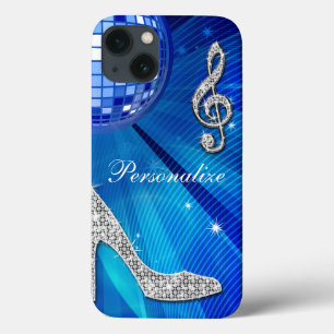 Funkelnd blaue/silberne Musik-Anmerkung u. iPhone 13 Hülle
