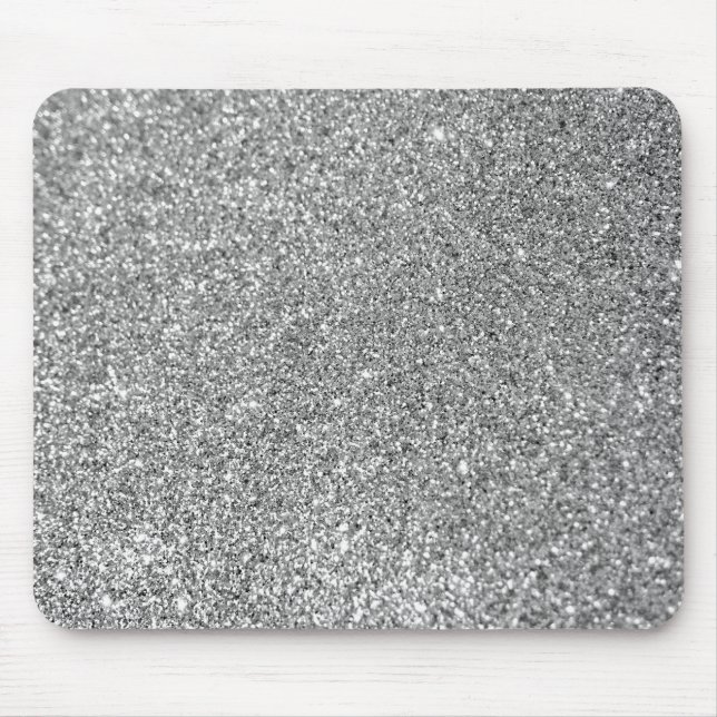 Funkelnd Bokeh Imitate Silver Glitzer Mousepad (Vorne)