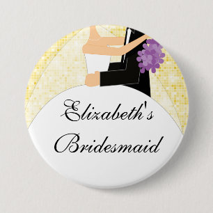 Funkelnd Braut-Brautjungfern-Knopf-/Button-Gelb Button