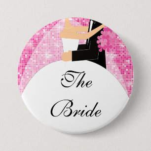 Funkelnd Braut-Brautparty-Knopf-/Button-Rosa Button