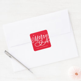 Funkelnd Bubbly Script Merry Holiday Quadratischer Aufkleber