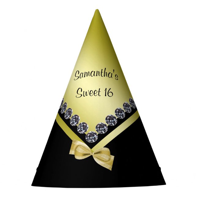 Funkelnd Diamanten u. Goldbogen-Bonbon 16 Partyhütchen (Vorderseite)
