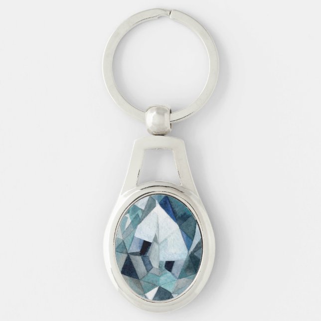 Funkelnd Diamantschnitt blau grau aussehen Schlüsselanhänger (Vorderseite)