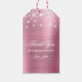 Funkelnd Diamond Confetti Pink Foil Danke Geschenkanhänger