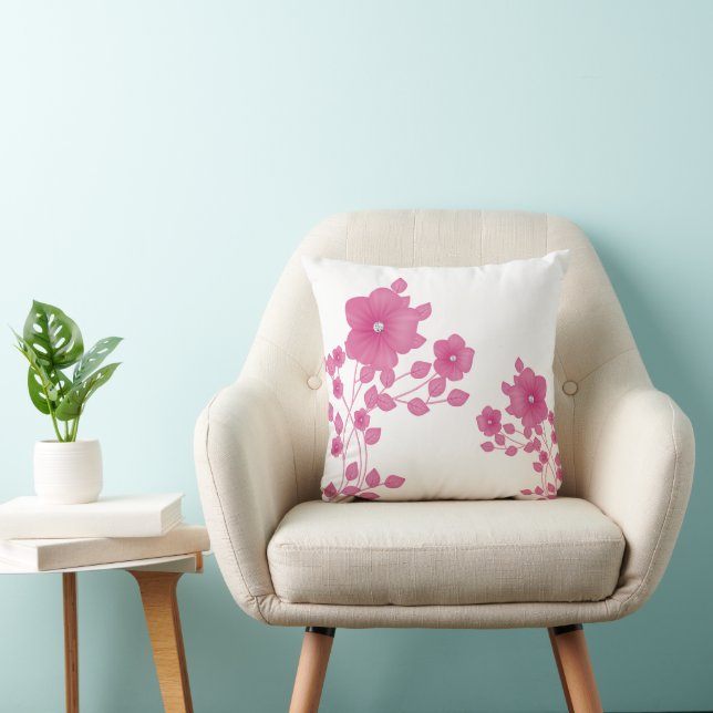 Funkelnd Diamond Gem Pink-Blume Kissen (Stuhl )