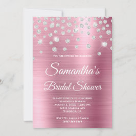 Funkelnd Diamond-Pink-Satin-Brautparty Einladung