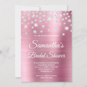 Funkelnd Diamond-Pink-Satin-Brautparty Einladung