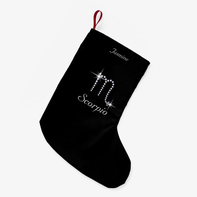 Funkelnd Diamond Scorpio Personalisiert Kleiner Weihnachtsstrumpf (Vorderansicht (hängend))
