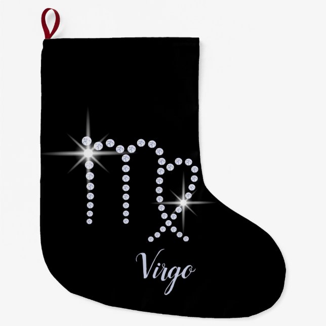 Funkelnd Diamonds Virgo-Symbol Großer Weihnachtsstrumpf (Vorderseite)
