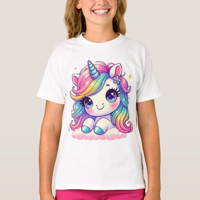 Funkelnd Einhorn mit Augenbrauen T-Shirt (Vorderseite)