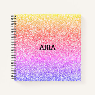 Funkelnd elegante, girly Regenbogen bunte süße pin Notizbuch