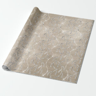 Funkelnd Elfenbein-Lorbeer-silberne mit Geschenkpapier