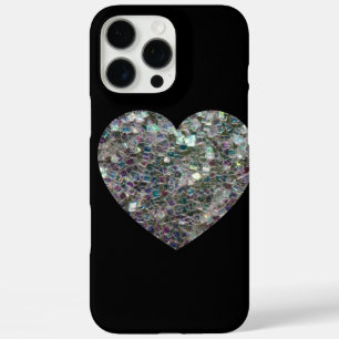Funkelnd farbiges Silbermosaik Herz iPhone 16 Pro Max Hülle