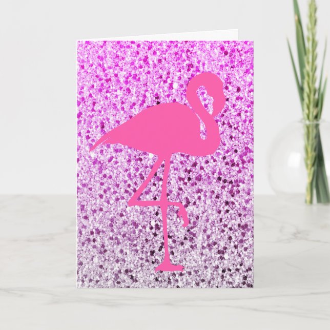 FUNKELND FLAMINGO BLANK GREETCARD KARTE (Vorderseite)
