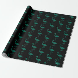 Funkelnd Flamingo Emerald Glitzer Muster schwarz Geschenkpapier