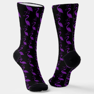 Funkelnd Flamingo Lila Glitzer schwarz Socken