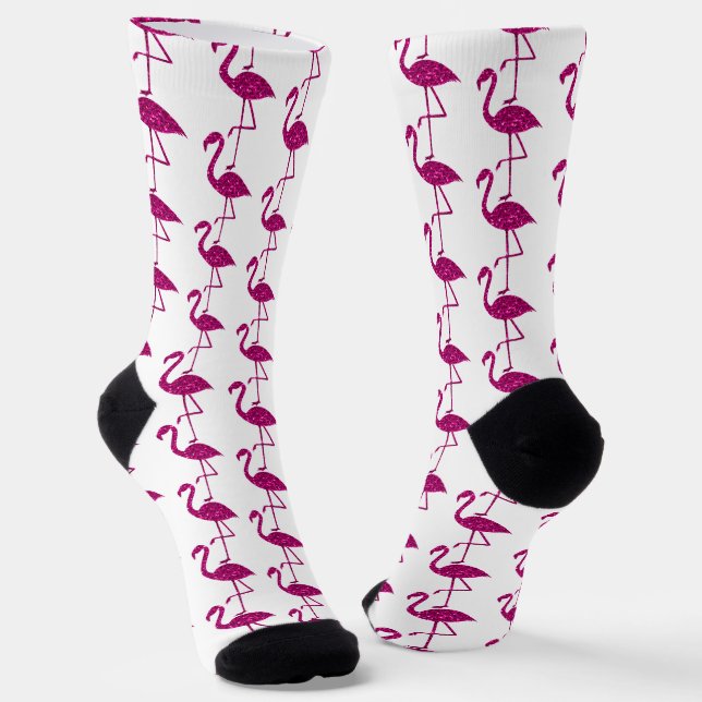 Funkelnd Flamingo Rosa Glitzer Glitzern Muster Socken (Gewinkelt)