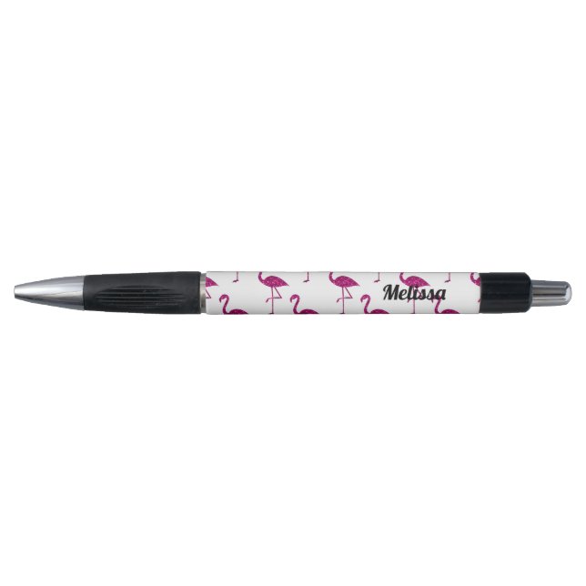 Funkelnd Flamingo Rosa Glitzer Glitzern Persönlich Kugelschreiber (Vorderseite)