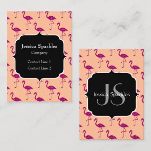 Funkelnd Flamingo Rosa Glitzern Monogramm Visitenkarte