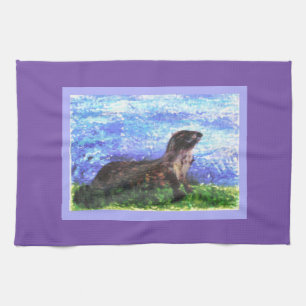 Funkelnd Fluss-Otter-Kunst Handtuch
