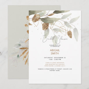 Funkelnd Foliage Taupe Brautparty Einladung