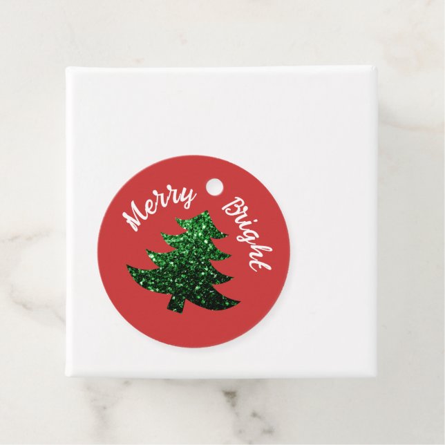 Funkelnd, fröhlicher Weihnachtsbaum Individuelle N Geschenkanhänger (Beispiel)
