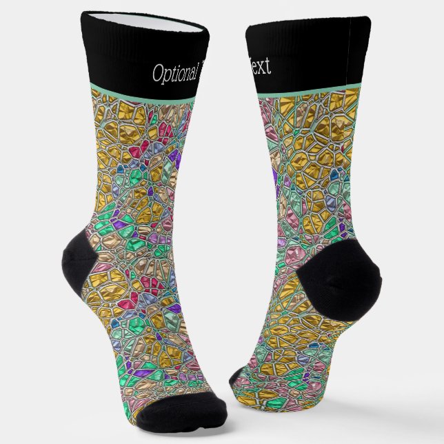 Funkelnd Glasmosaik-Look mit eigenem Text Socken (Gewinkelt)