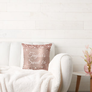 Funkelnd Glitterie Rose Gold Foil Glam Süß 16 Kissen
