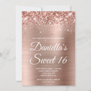 Funkelnd Glitterie Rose Goldfolie Süß 16 Einladung