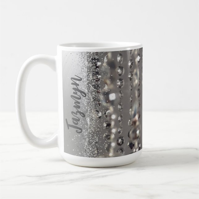 Funkelnd Glitterie Silber Streichperlen Kaffeetasse (Links)